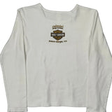 Wild At Heart Harley Davidson Graphic Long Sleeve T-Shirt - Large White Cotton