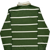 Lands End Striped Rugby Shirt - XL Green Cotton