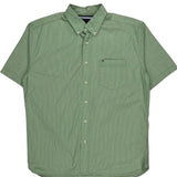 Tommy Hilfiger Short Sleeve Shirt - Large Green Cotton