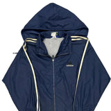 Adidas Striped Windbreaker - XL Navy Nylon