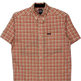 Chaps Ralph Lauren Checked Short Sleeve Shirt - Medium White Cotton Blend