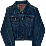Fubu Cropped Denim Jacket - Medium Blue Cotton