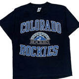Colorado Rockies Logo Athletics Graphic T-Shirt - XL Black Cotton