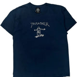 Skateboarding Thrasher Graphic T-Shirt - Large Blue Cotton