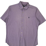 Ralph Lauren Checked Short Sleeve Shirt - Medium Purple Cotton