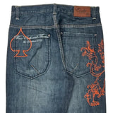 Spade And Lion Embroidery Eight Jeans - 34W 33L Blue Cotton