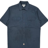 Carhartt Short Sleeve Shirt - Large Blue Polyester Blend