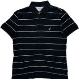 Nautica Striped Polo Shirt - Small Navy Cotton