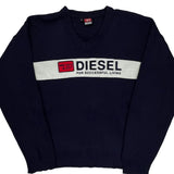Diesel Spellout Sweater - Large Navy Cotton
