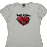 Heritage Harley Davidson Graphic T-Shirt - Medium White Cotton