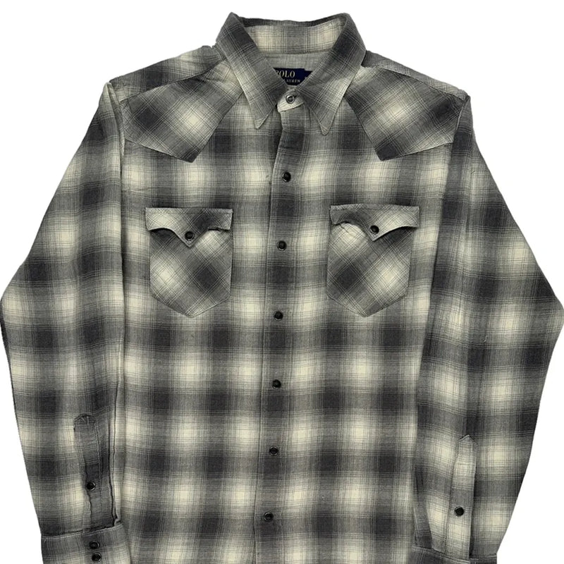 Polo By Ralph Lauren Checked Flannel Shirt - Medium Grey Cotton
