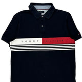 Tommy Hilfiger Striped Polo Shirt - Medium Navy Cotton
