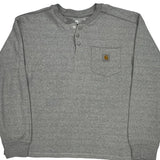 Carhartt Henley Long Sleeve T-Shirt - 2XL Gray Cotton