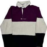 Champion Striped Rugby Shirt - Medium Black Cotton
