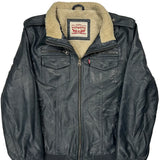 Levis Leather Jacket - XL Black Leather