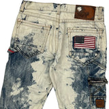American Flag Patch Heritage America Denim Shorts - 34W 10L Blue Denim