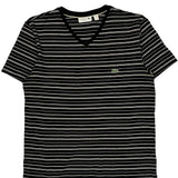 Lacoste Striped T-Shirt - Medium Black Cotton