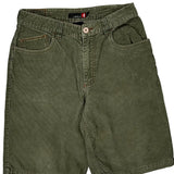 Baggy Quiksilver Cord Shorts - 30W 10L Green Cotton