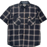Carhartt Checked Short Sleeve Shirt - Large Blue Cotton