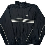 Adidas Striped Windbreaker - Small Black Polyester