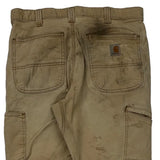 Carhartt Double Knee Carpenter Trousers - 32W 30L Beige Cotton Blend