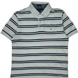 Tommy Hilfiger Striped Polo Shirt - Medium White Cotton