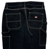 Dickies Contrast Stitch Carpenter Trousers - 30W UK 10 Black Cotton