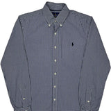 Slim Fit Ralph Lauren Checked Shirt - Medium Blue Cotton