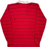 Lands End Striped Rugby Shirt - Large Red Cotton