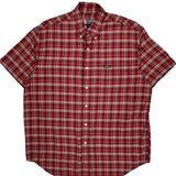 Chaps Ralph Lauren Checked Short Sleeve Shirt - Large Red Cotton