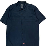 Dickies Short Sleeve Shirt - Large Navy Polyester Blend