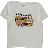 Single Stitch Bald Funny Anvil Graphic T-Shirt - XL White Cotton