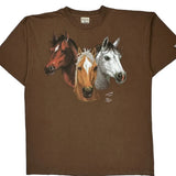 Single Stitch Horse Print The Mountain Graphic T-Shirt - XL Brown Cotton