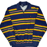 Polo By Ralph Lauren Striped 1/4 Zip - XL Blue Cotton