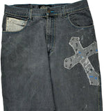 Sacred Ground Raw Blue Graphic Jeans - 34W 30L Grey Cotton