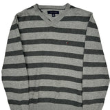 Tommy Hilfiger Striped Jumper - Medium Grey Cotton
