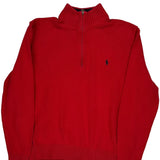 Polo By Ralph Lauren 1/4 Zip - Large Red Cotton