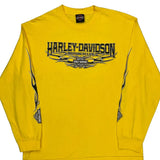 San Jose Harley Davidson Graphic Long Sleeve T-Shirt - Medium Yellow Cotton