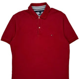Tommy Hilfiger Slim Fit Polo Shirt - Large Red Cotton