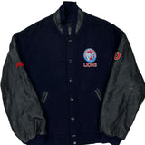 Lakeshore Lions Outer Boundary Graphic Varsity Jacket - Small Black Leather