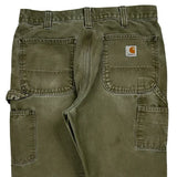 Carhartt Double Knee Carpenter Pants - 34W 29L Green Cotton