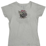 Harley Davidson Graphic T-Shirt - Medium White Cotton