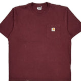 Loose Fit Carhartt T-Shirt - Large Burgundy Cotton