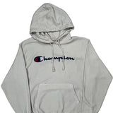 Reverse Weave Champion Spellout Hoodie - Large White Cotton