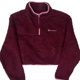 Champion Cropped Fleece 1/4 Zip - XL Burgundy Polyester