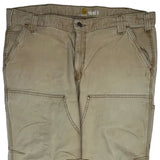 Carhartt Double Knee Carpenter Trousers - 36W 30L Beige Cotton