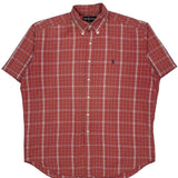 Blaire Shirt Ralph Lauren Checked Short Sleeve Shirt - Large Red Cotton