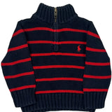 Age 12 Months Polo By Ralph Lauren Striped 1/4 Zip - 3XS Navy Cotton