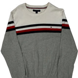 Tommy Hilfiger Striped Jumper - Large Black Cotton