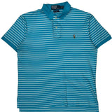 Polo By Ralph Lauren Striped Polo Shirt - Medium Blue Cotton